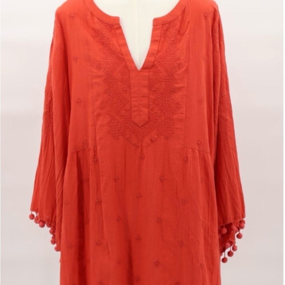Sundance Catalog Orange
Cotton Embroidered "Nikkia Coverup"
Size XL